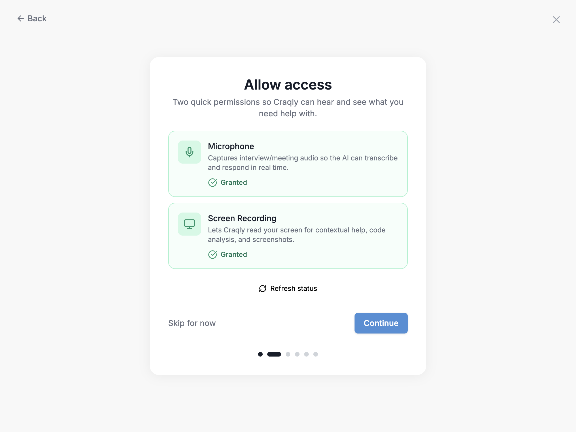 Allow microphone and screen recording
